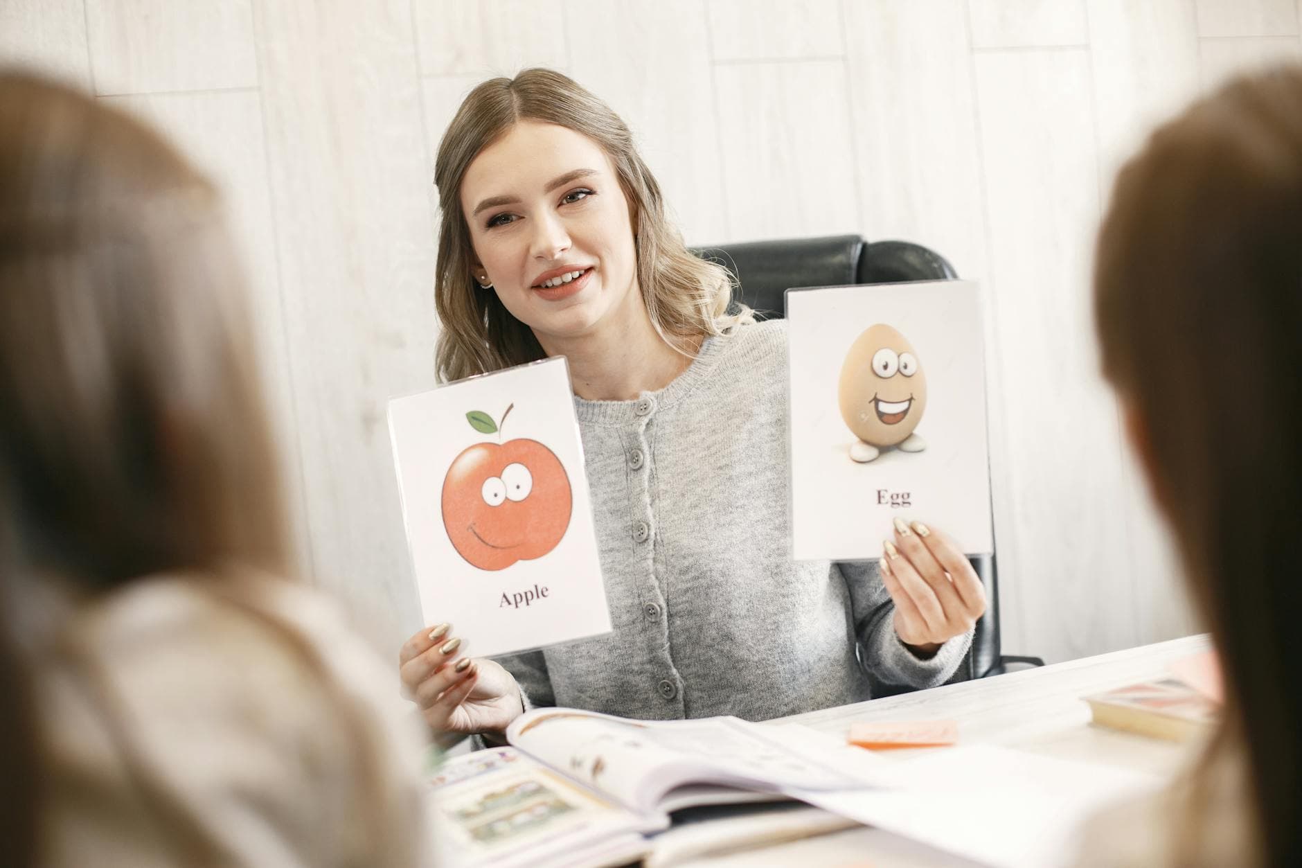 woman holding card illustrations