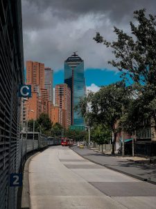 pavement among business buildings in colombia