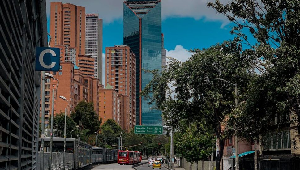 pavement among business buildings in colombia