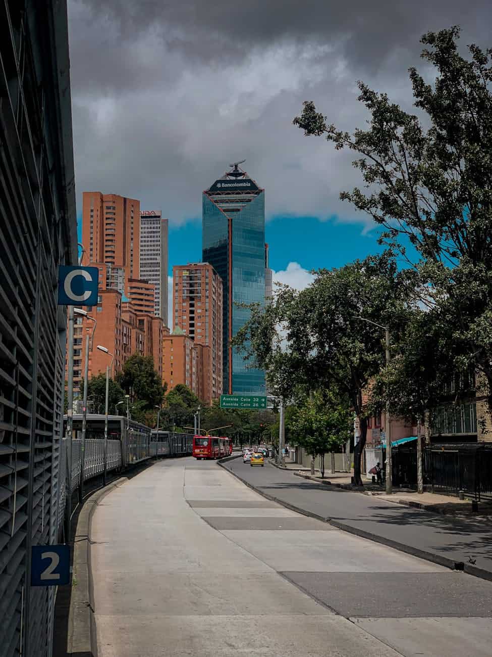pavement among business buildings in colombia