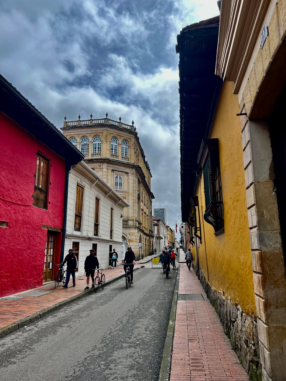 colorful street scene in historic bogota