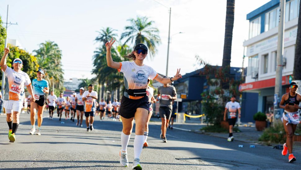 dynamic marathon runners in city street race