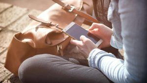 person using android smartphone