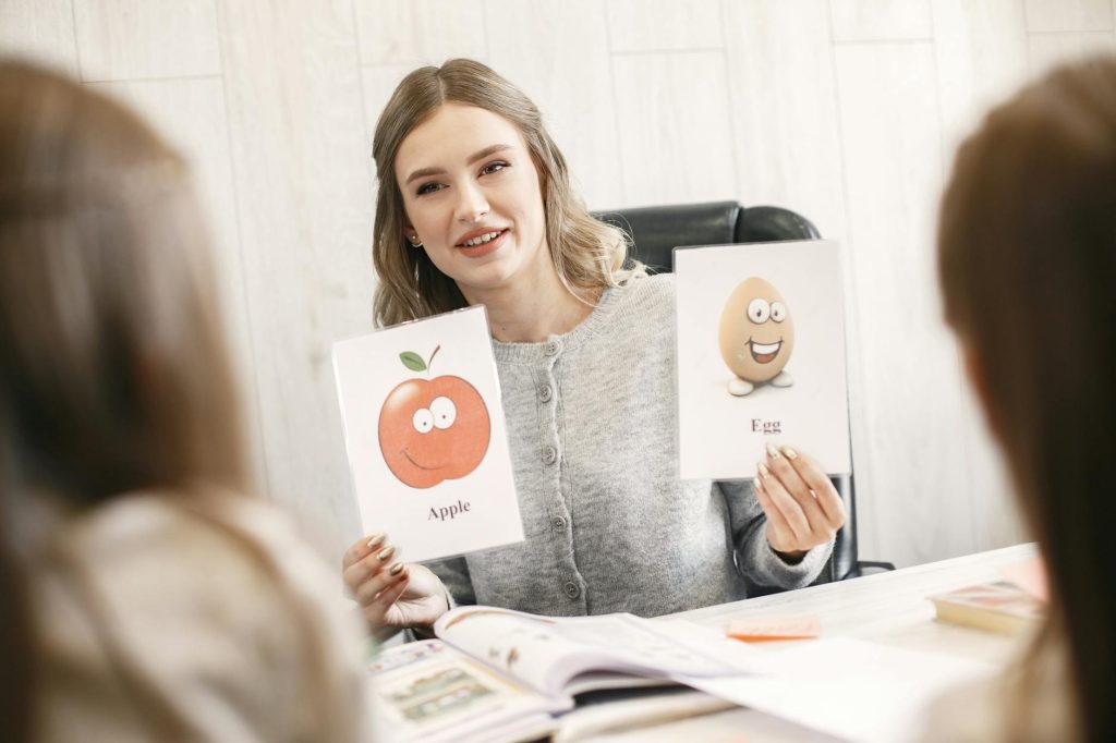 woman holding card illustrations