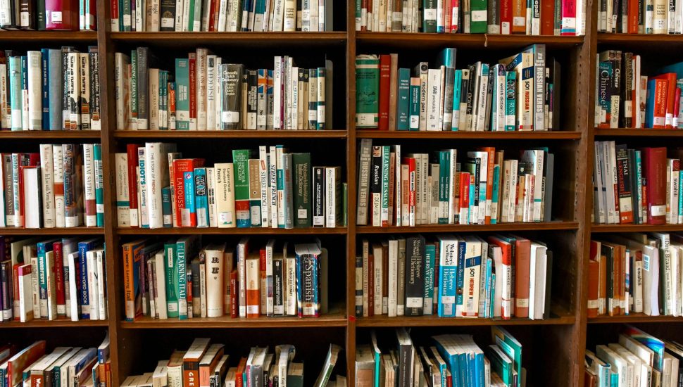 assorted books on book shelves